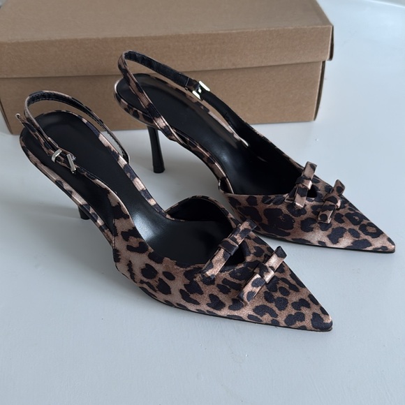 Womens Pointed Toe Pumps Slingback Bow Stiletto Heels Closed Toe Heeled Sandals - Picture 6 of 8